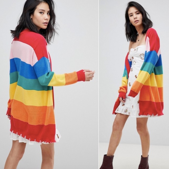 Tik Tok Sweaters - Honey Punch 🌈RAINBOW🌈 Oversized Cardigan Size S